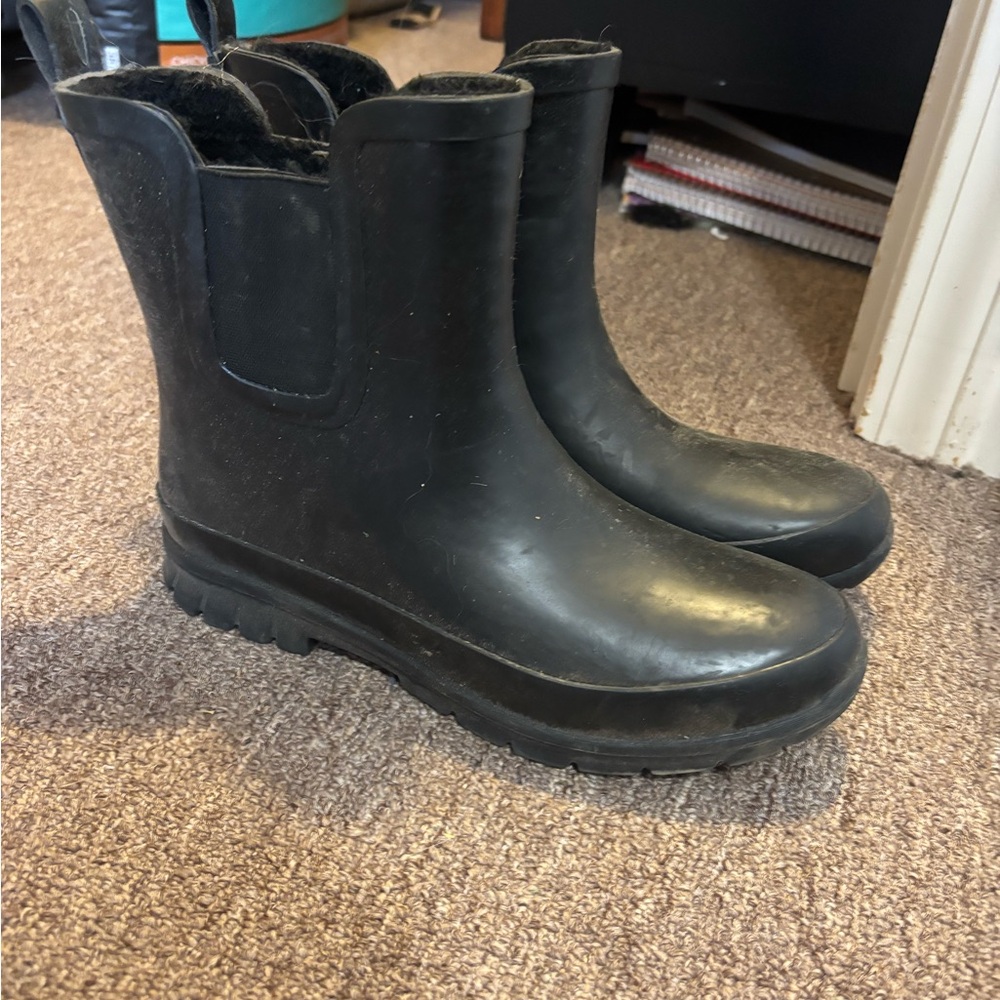 Black Rubber Ankle Boots